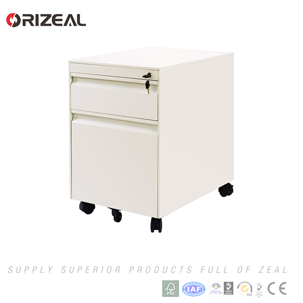 Orizeal White Color Steel Mobile Pedestal Cabinet 2 Drawer File Cabinet (OZ-OMP006)