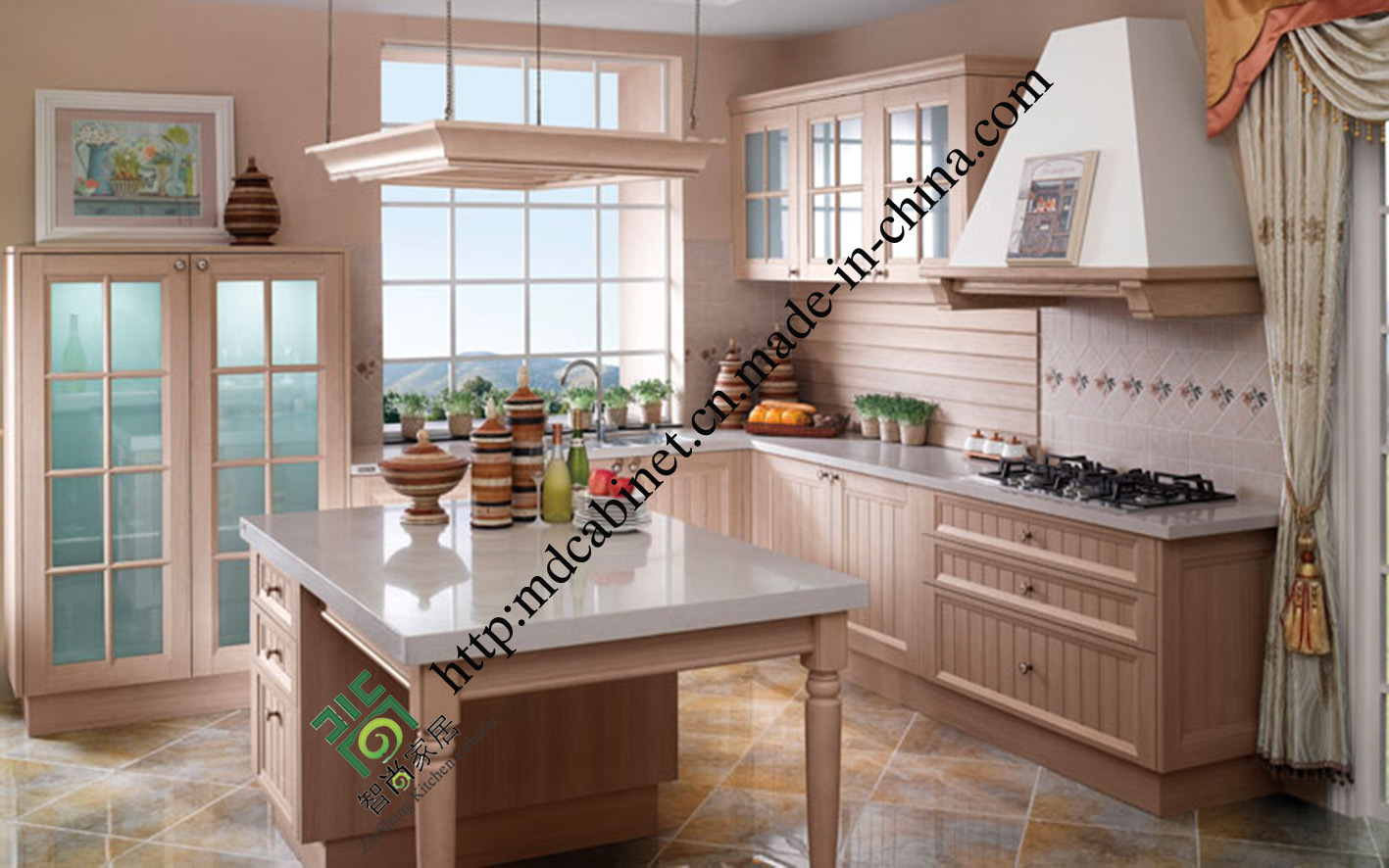 Quartz Top and Classicial PVC Kitchen Cabinet (zs-488)
