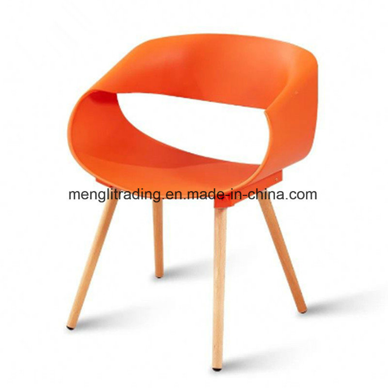 Color Plastic Chair with Beech Wood Leg