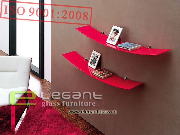 Modern Red Glass Shelf for Book in Living Room
