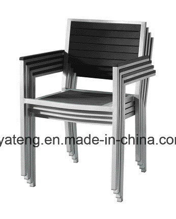 Outdoor Furniture Stackable Aluminum chair with PS-Wooden Armrest Chair (YTA387)