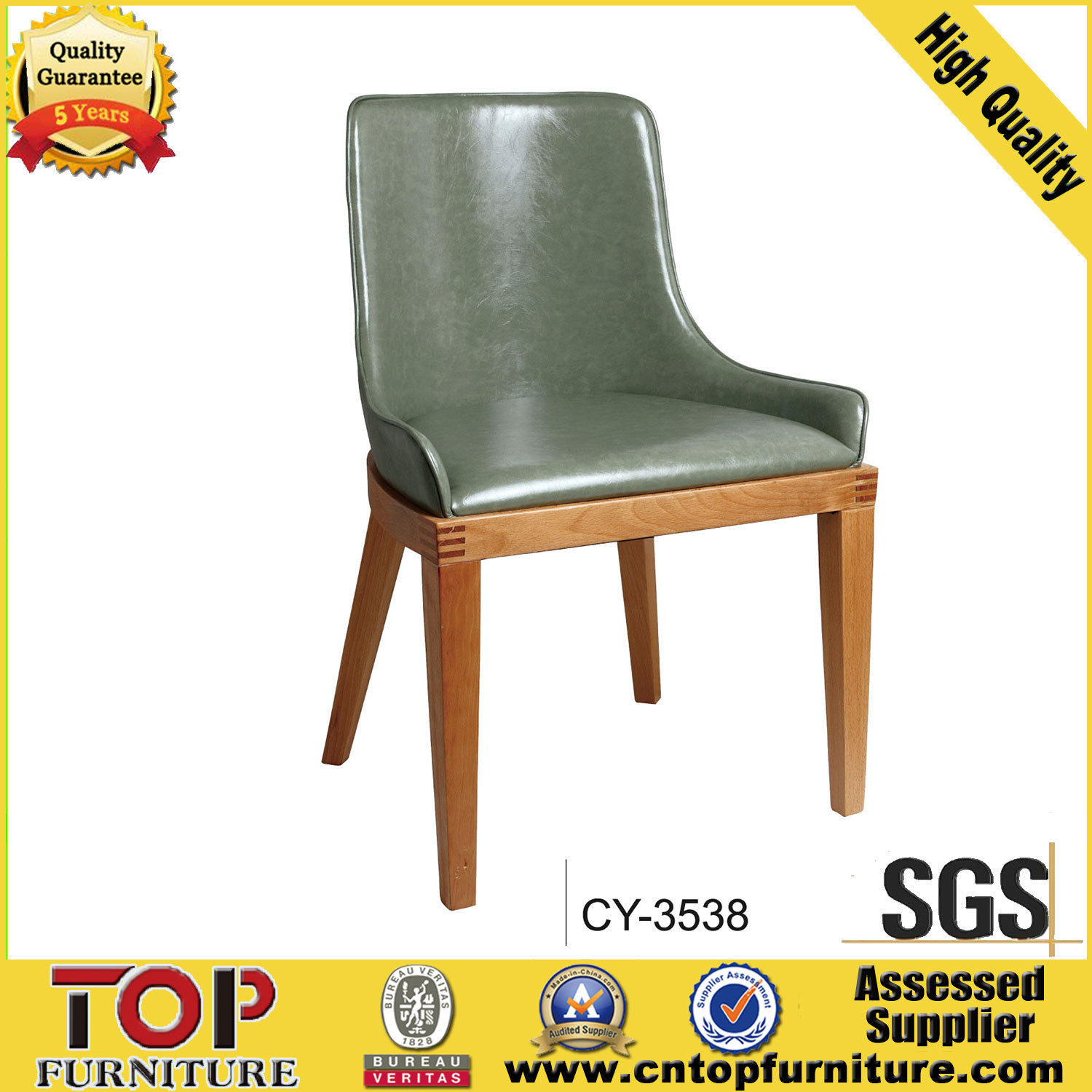 Hotel Dining Room PU Leather Wooden Chair