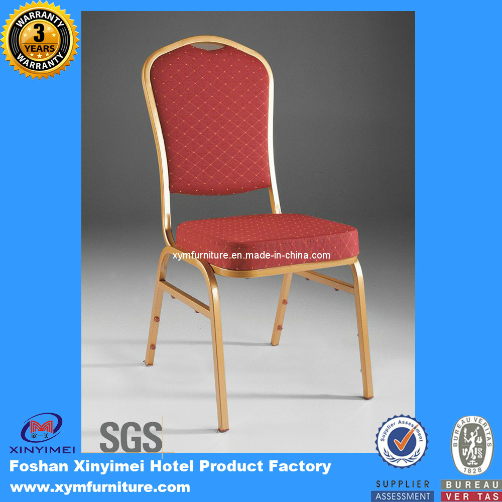 Gold Frame and Red Fabric Restaurant Banquet Aluminum Chair