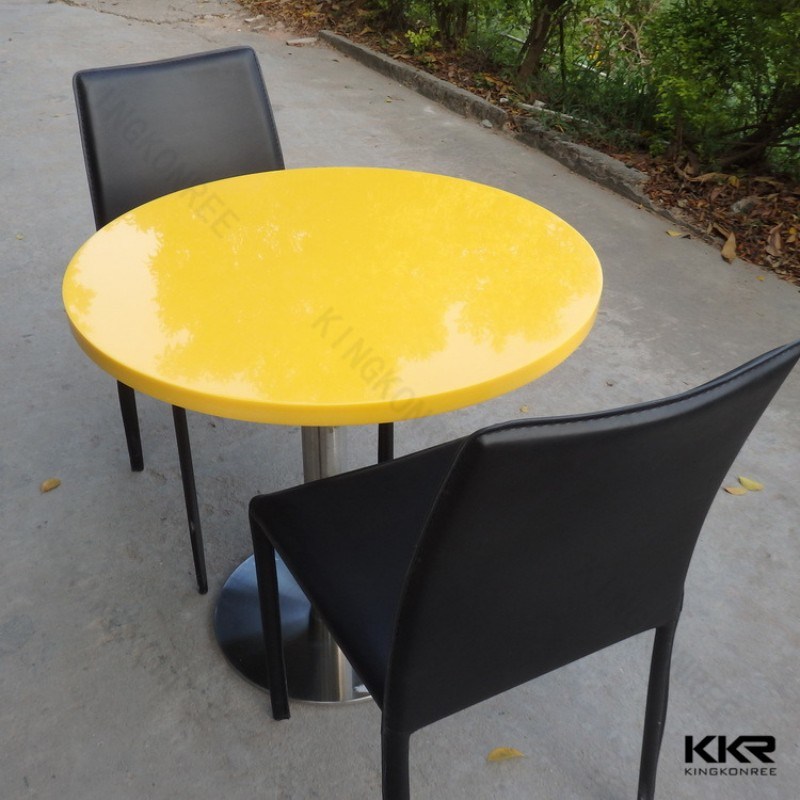 Kingkonree Modern Round Yellow Solid Surface Coffee Table