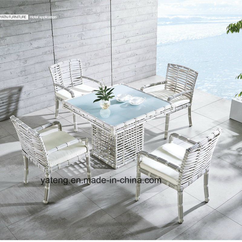Great Waterproof Outdoor Durable Dining Table with Big Synthetic Rattan Woven Chair (YT663)