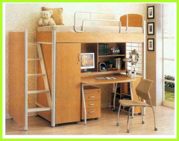 School Student Dormitory Steel Frame Wood Bunk Bed with Desk