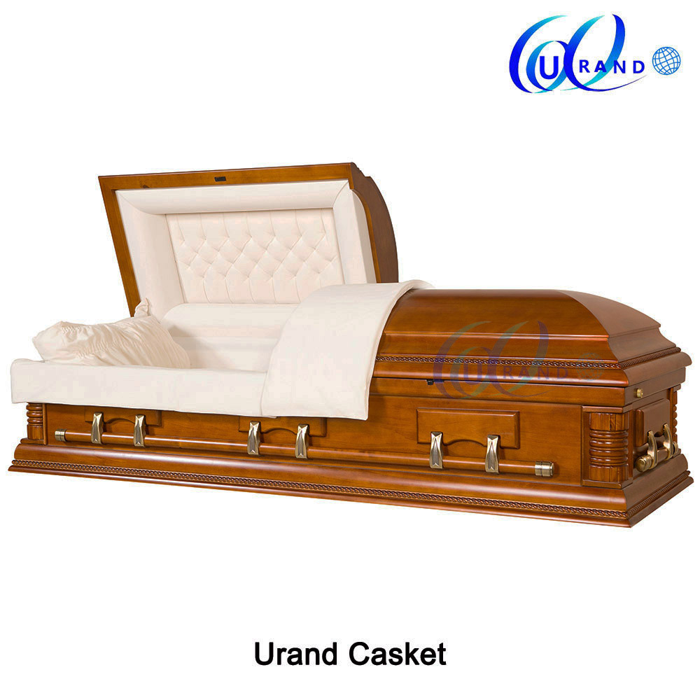 Professional Polished Adult Funeral Velvet Coffin Lumber Casket