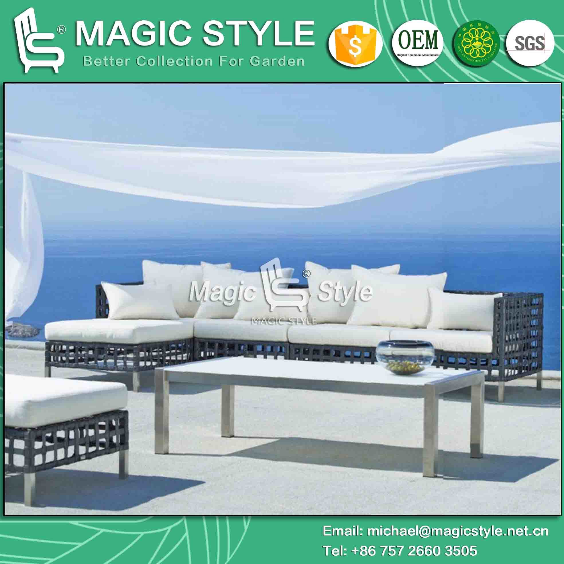 Modern Home Sofa Set Patio Rattan Sofa Set Outdoor Wicker Sofa (Magic Style)