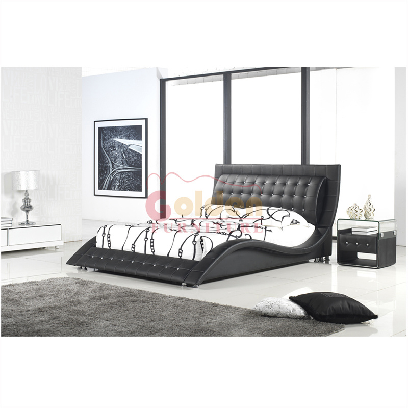 2014 Modern French Wooden Upholstered Bedroom Soft Bed D2780#