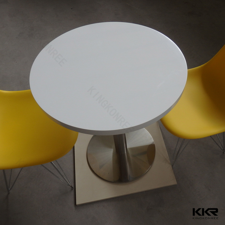 Modern White Round Solid Surface Stone Top Coffee Dining Table