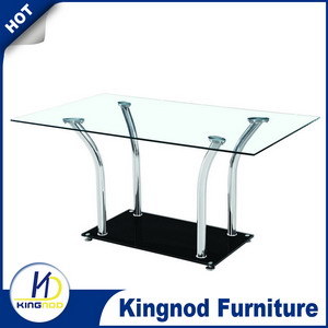 Quality Control Chromed Legs Tempered Glass Dining Table