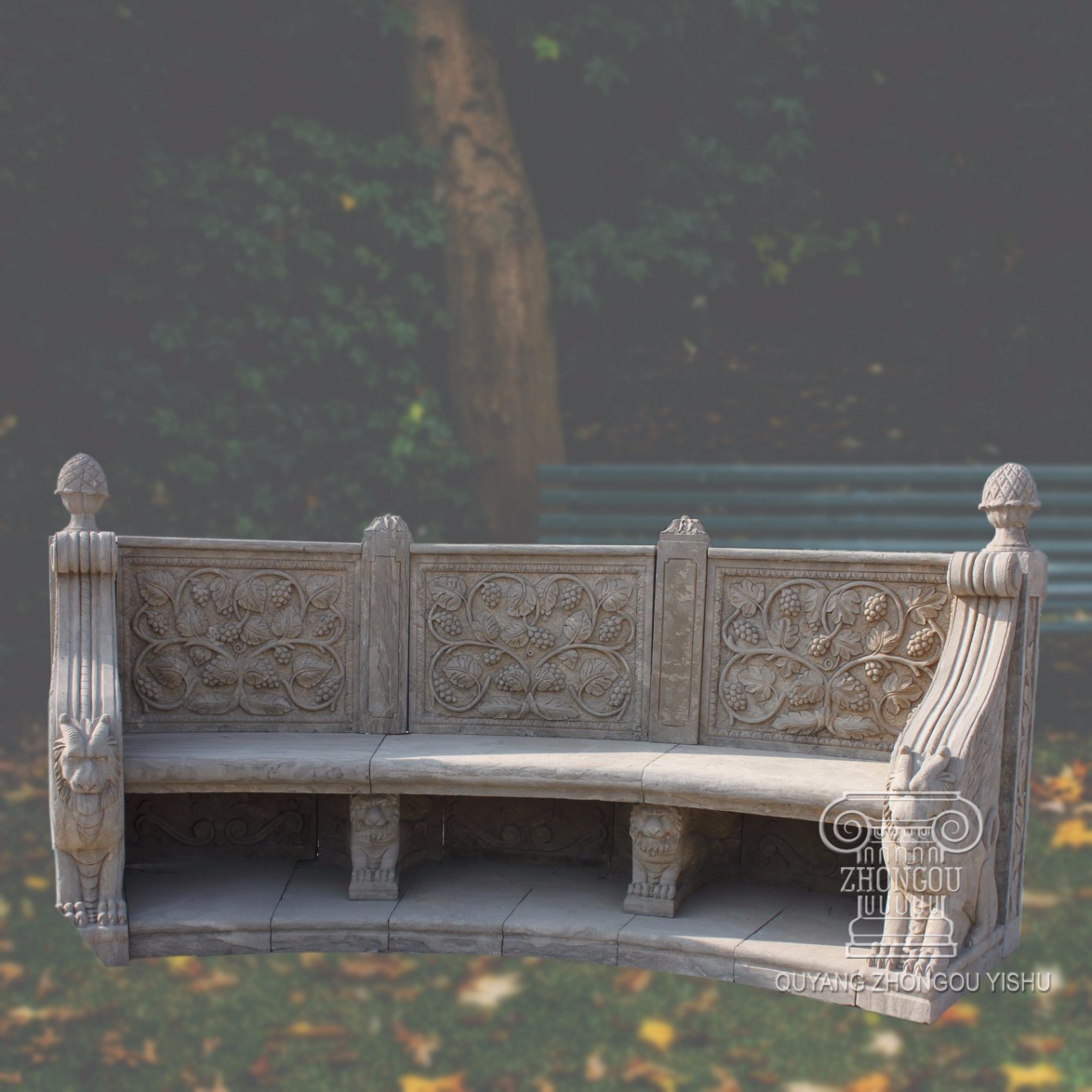 Marble Bench with Antique Treatment for Garden Decoration T-2204