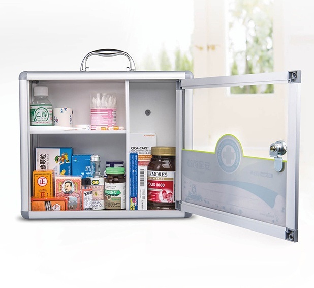 Glass Door Metal First Aid Cabinet with Security Lock