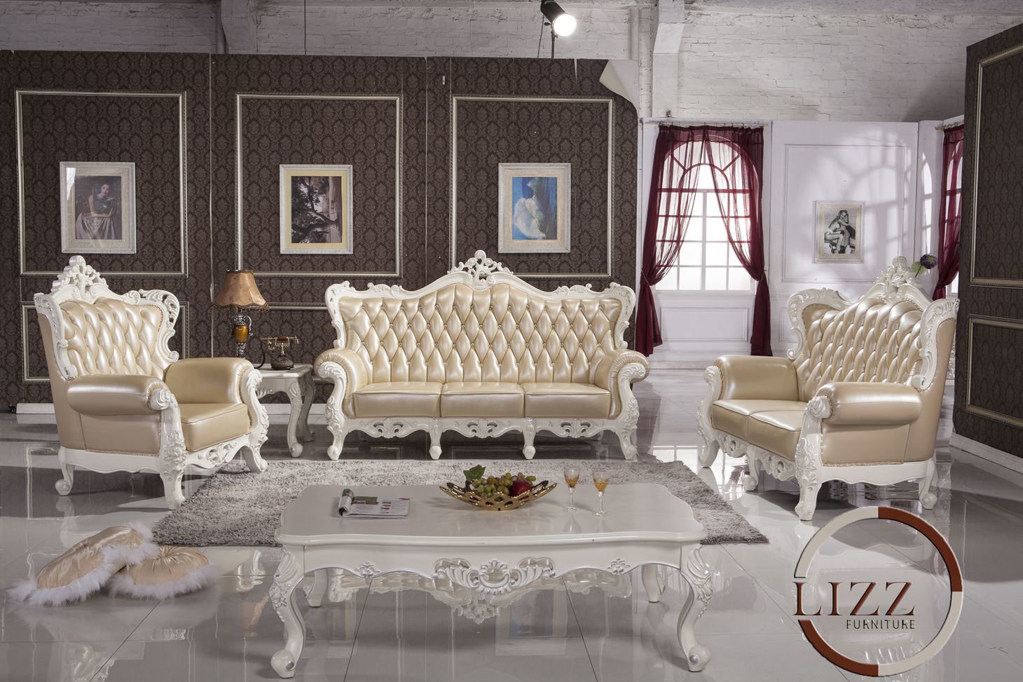 European Style Home Design Furniture Leather Sofa Y1520