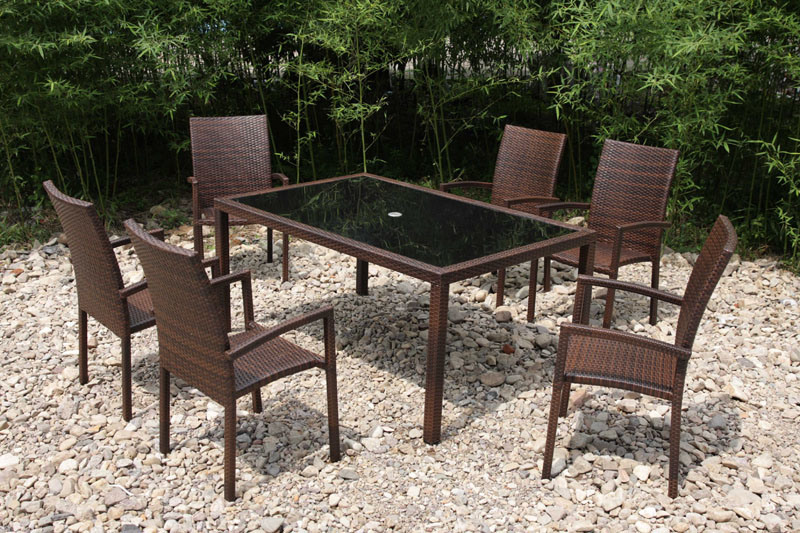 6 Seat Rattan Garden Furniture Outdoor Dining Set (FS-2020+FS-2021)
