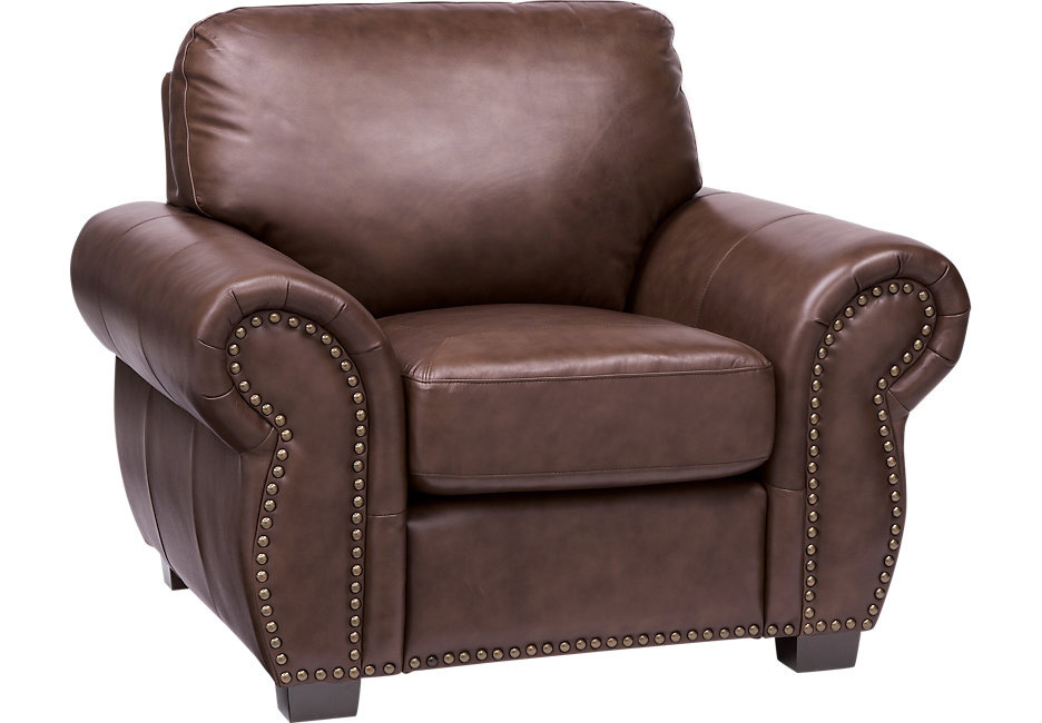 High-End Nailhead Trim Reclining Sofa with Top-Grain Leather