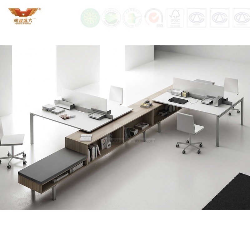 Fsc Forest Certificated Approved by SGS Modern L Shape Office Partition Workstation Office Furniture (HY-248)