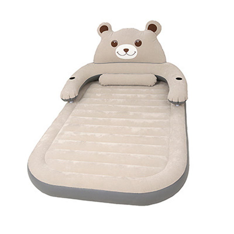 New Design Flocked PVC Inflatable Cartoon Bear Airbed