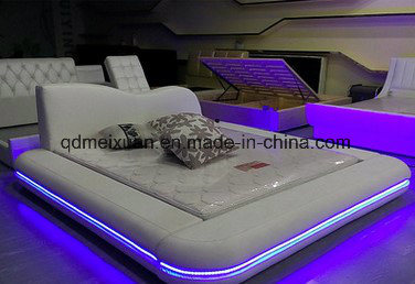 Supply Modern Furniture Double Bed 1.8 Meters LED Light Leather Bed Wholesale Leather Bed Couch Couch Rice The Marital Bed (M-X3718)