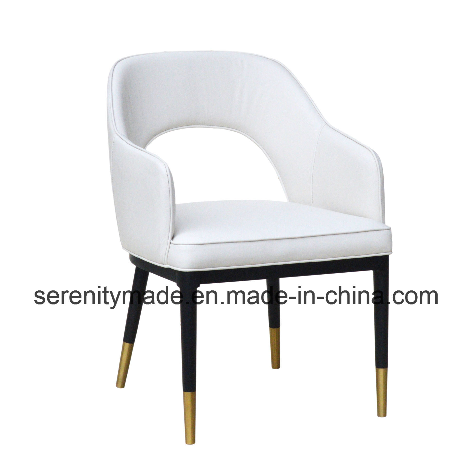 Simple Style White Velvet Fabric Armrest Sofa Chairs with Stainless Steel Base
