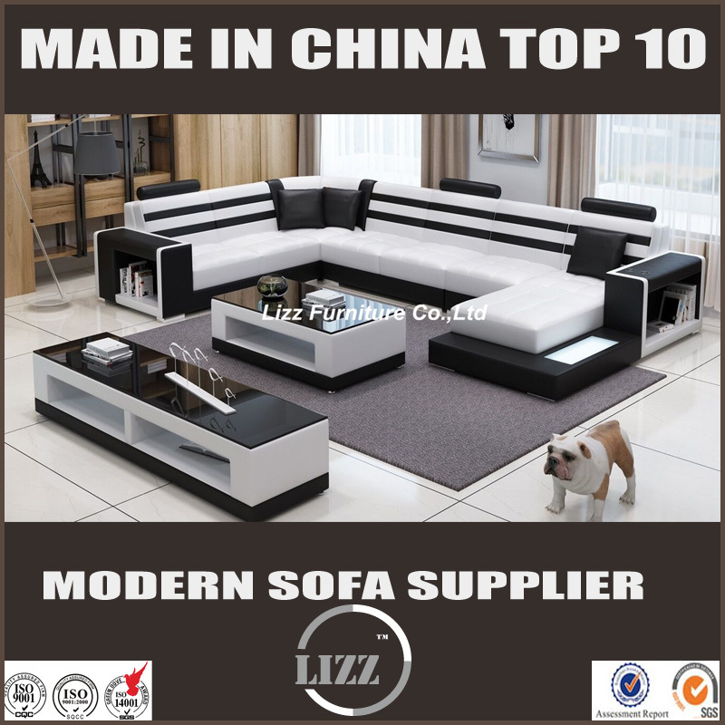 Big Size Living Room Leather Sofa with Coffee Table (LZ-3316)