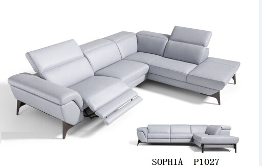 Modern Living Room Sofa with Electric Recliner Sofa Leather Corner