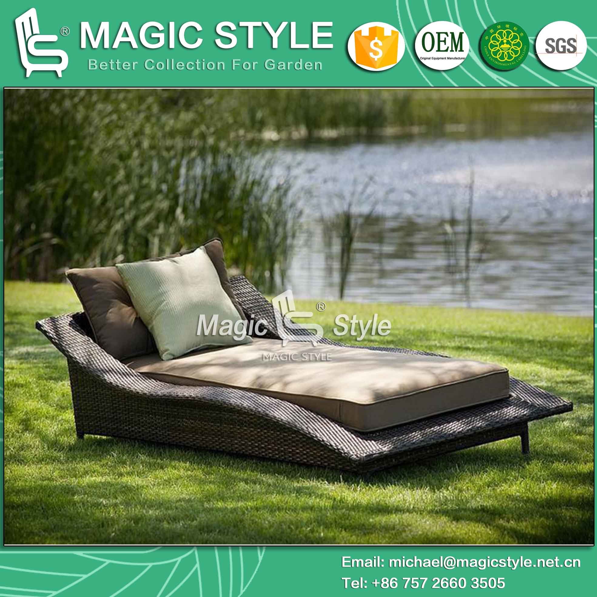 Rattan Wicker Sunlounger Wicker Daybed Double Daybed Outdoor Furniture Patio Furniture Chaise Lounge Garden Lounger Hotel Project (Magic Style)