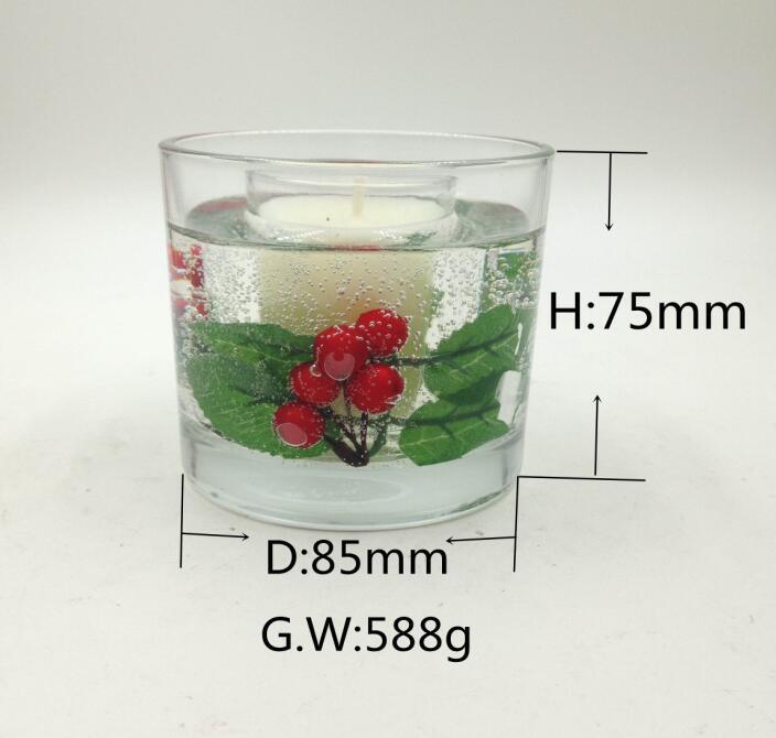 Gel Wax Glass Candle with Decorations in Glass Cups