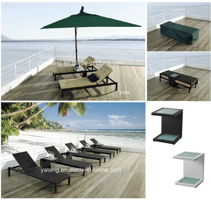 UV-Resistant PE-Rattan Folding Outdoor Beach Sun Lounger Chaise Lounger