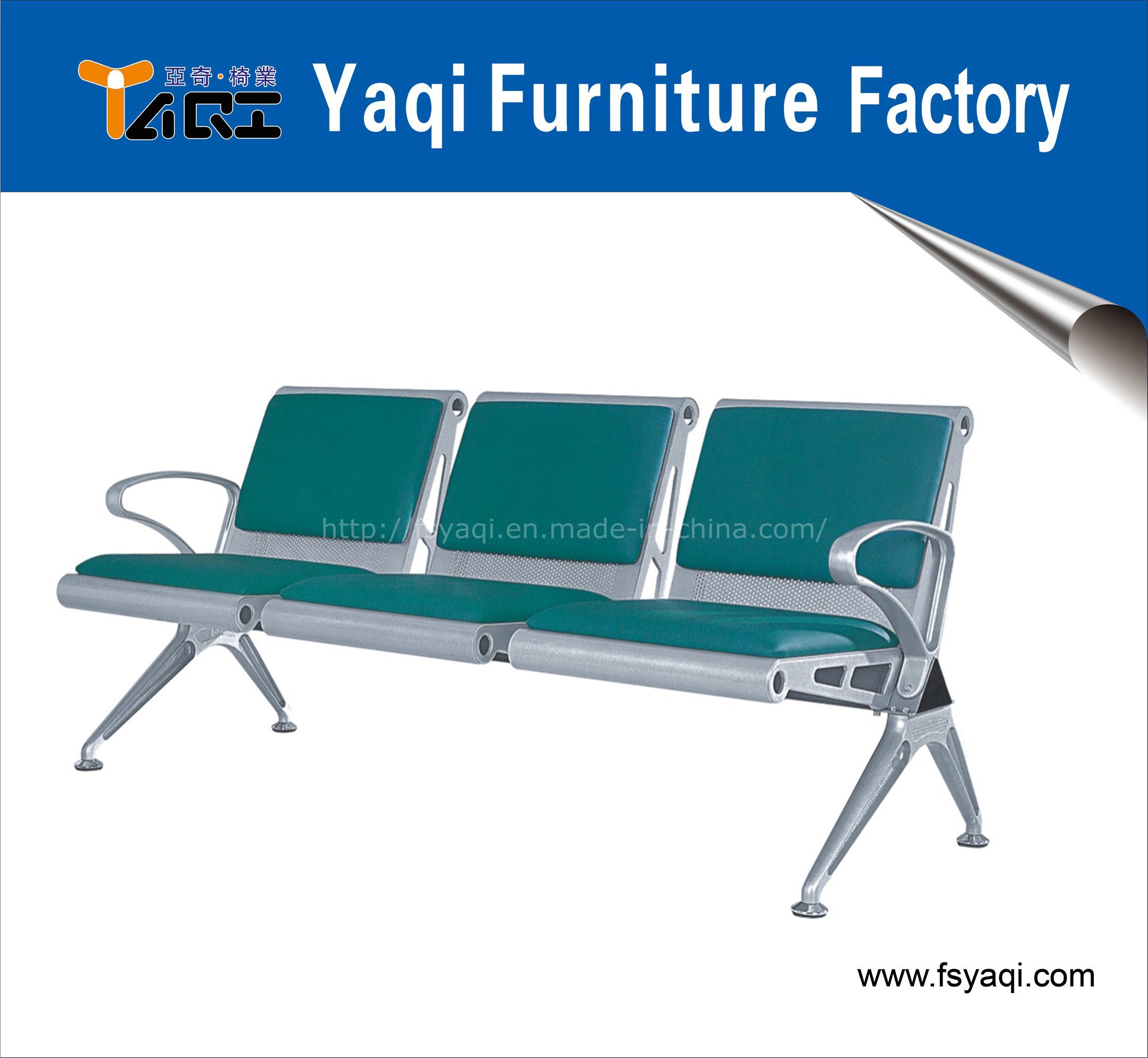 3-Seater Steel Waiting Chair with Cushion for Airport Hospital Station Chair (YA-35B)