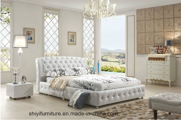 Luxury Bedroom Furniture King Size Bed Leather Material Wooden Frame Leather Bed with Storage Cheap Price Storage Leather Bed