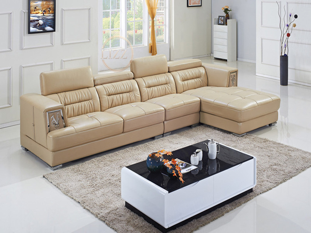Top Grain Living Room Leather Sofa with Corner L. P2810