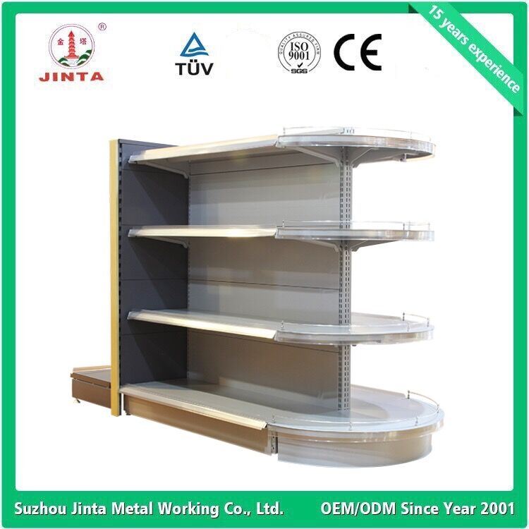 Double Sided Supermarket Shelf with Round End