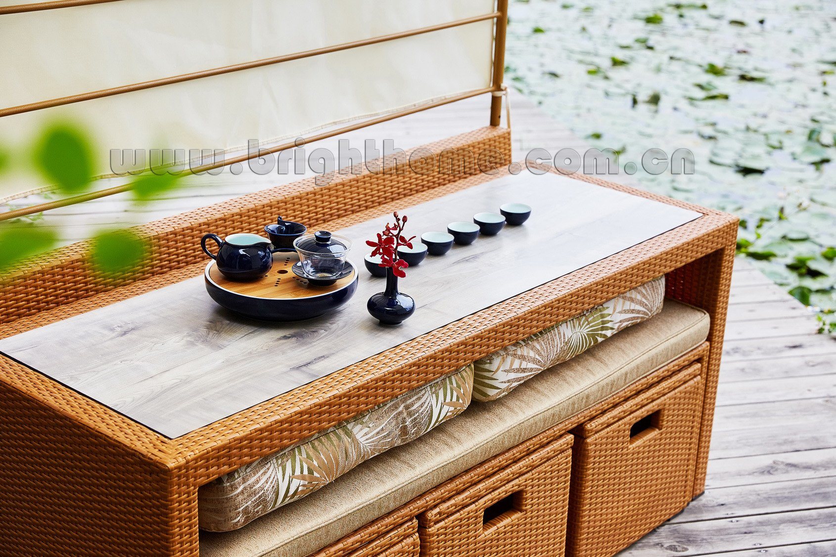 Patio Outdoor Tea Table Wicker Furniture