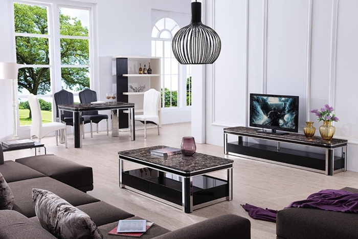 Elegant Marble Dining Set Living Room Set Furniture 1012