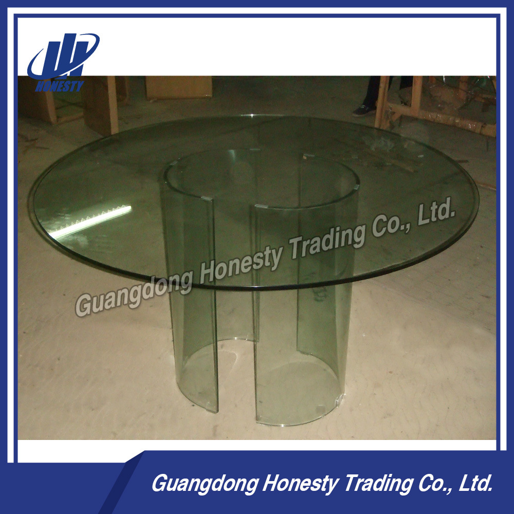 Od012 Round 12mm Tempered Glass Dining Table with Cylinder Base