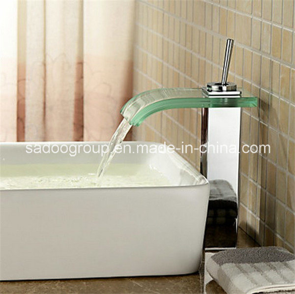 Waterfall Glass Bathroom Sink Basin Vessel Mixer Tap Faucet