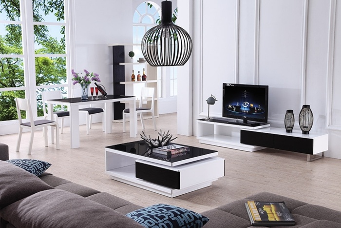 2015 Modern High Gloss MDF Glass Furniture 1011