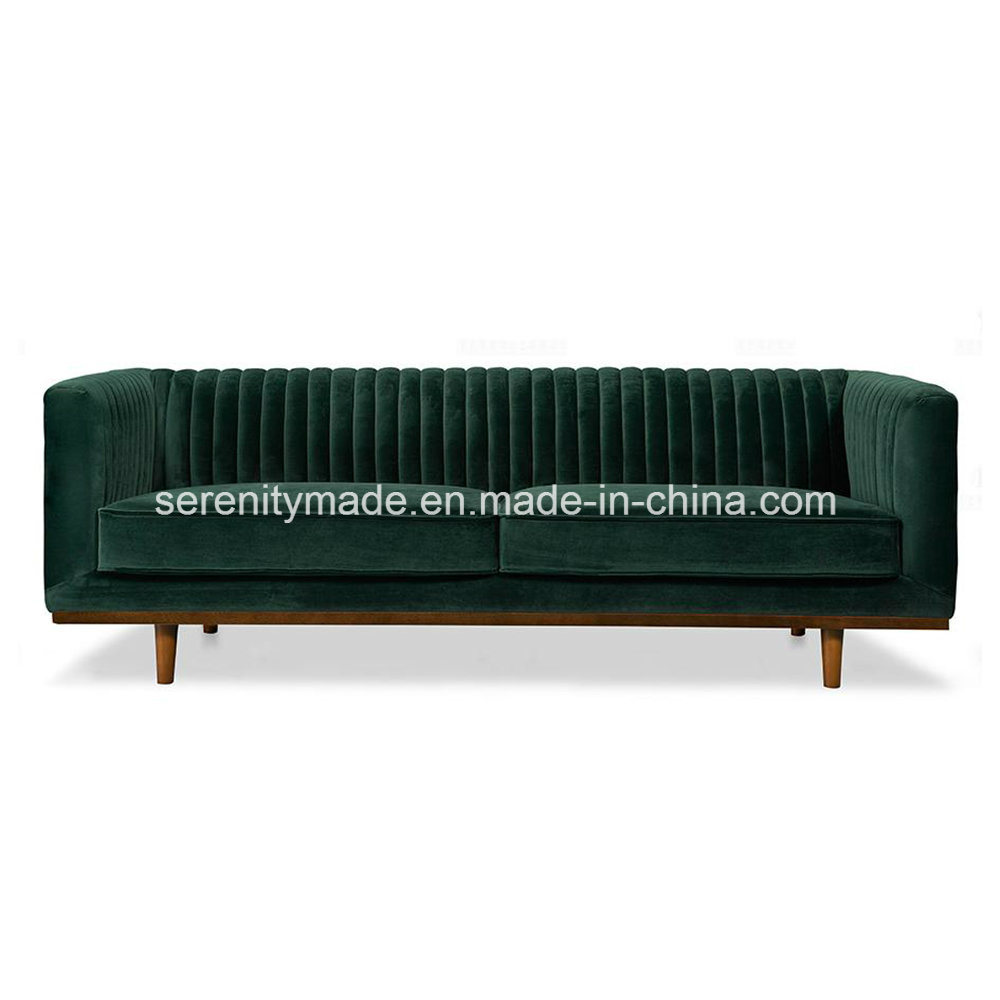 European Style Luxury Living Room Furniture 3 Seater Green Velvet Sofa