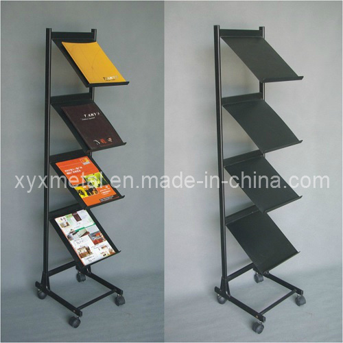 Moveable Stand Metal Magazine Book Display Shelf