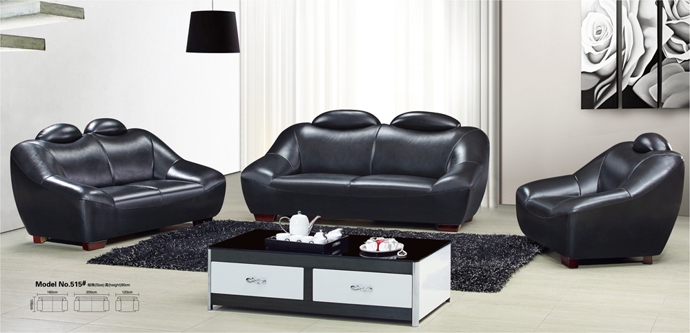 European Modern Sofa Black Leather Sofa Sy515