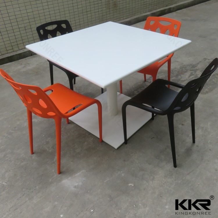 Kkr Glossy Table Artificial Stone Square Restaurant Dining Table