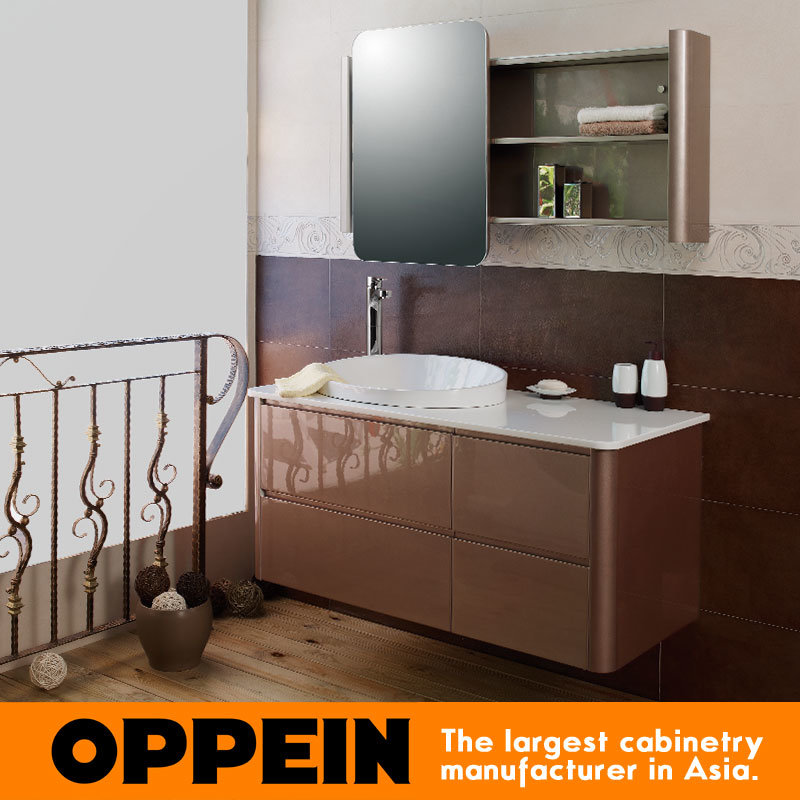 Oppein Classic High Glossy Champagne Lacquer Bathroom Cabinets (OP-P1230A)