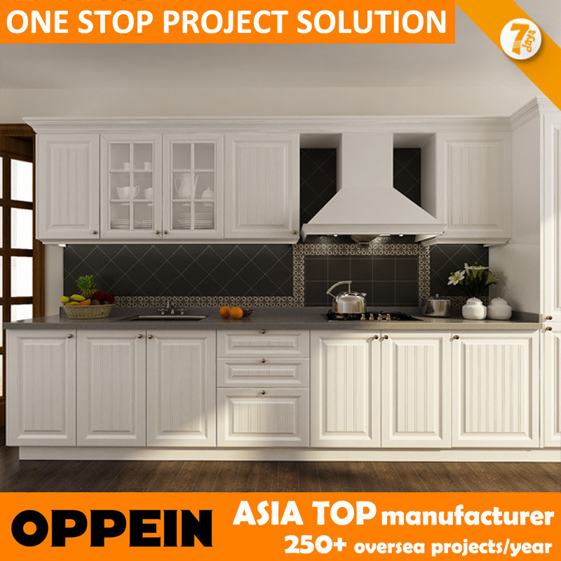 Oppein Fast Delivery Modern White PVC Wood Kitchen Furniture (OP14-K002)