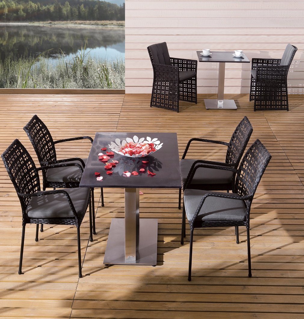 PE Rattan Outdoor Patio Wicker Home Hotel Office Cube Dining Set Table and Chair (J643)