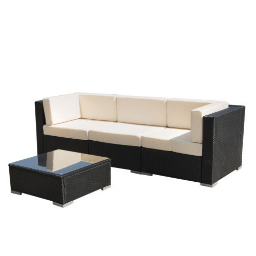 Black Outdoor Rattan Sectional Sofa Set