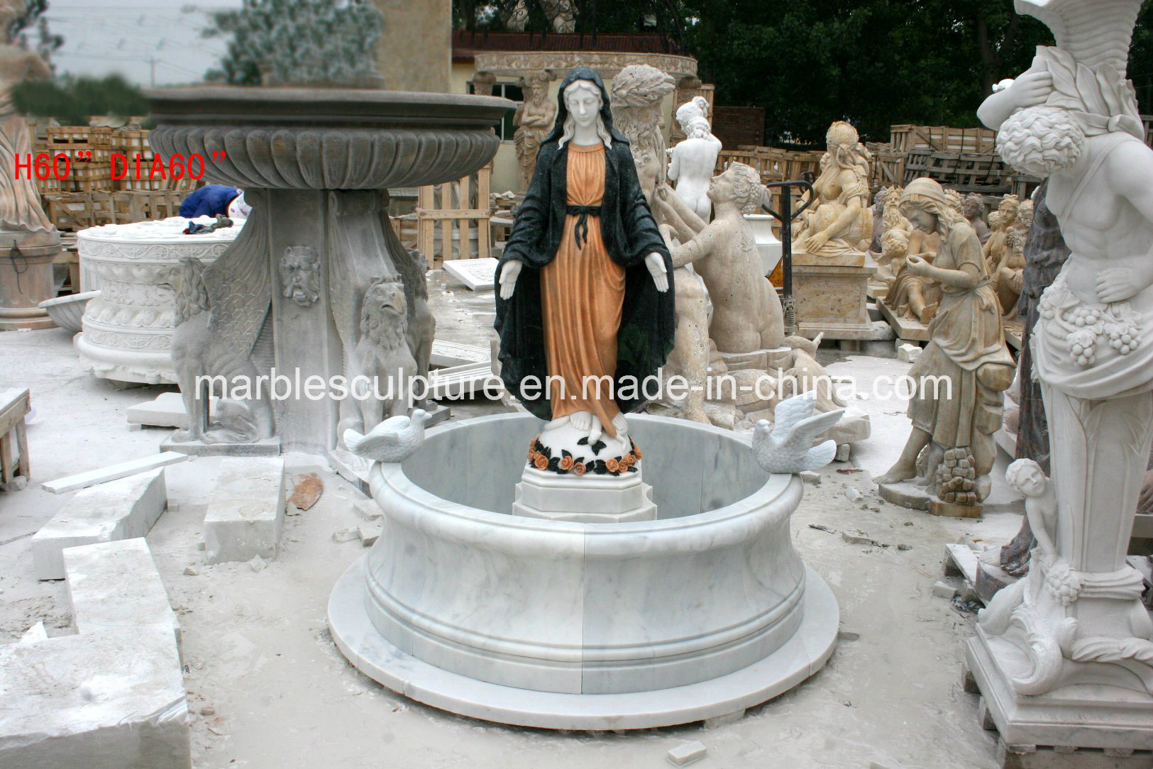 Garden Decor Lady Marble Sculpture Water Fountain (SY-F173)