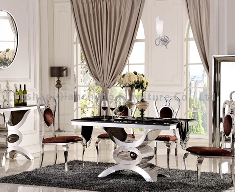 Marble Top Metal Frame Dinging Room Furniture Dining Table