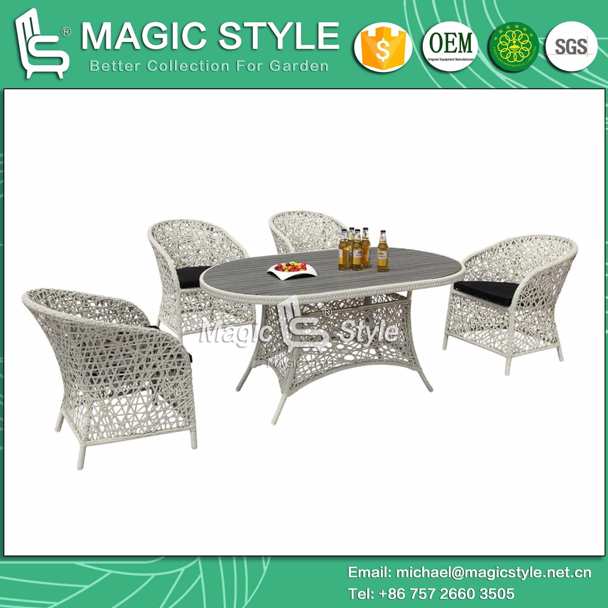 Outdoor Dining Set Rattan Chair Wicker Table Patio Furniture Dining Chair Garden Furniture (Magic Style)