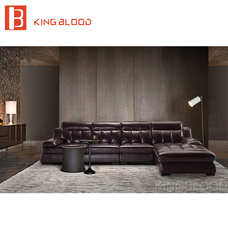Brown Genuine Leather Modular Couch Arab Corner Sofa Lounge